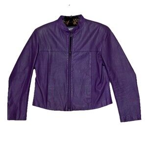 Gaby's Leather Factory Purple Zip Up Junior Size L Jacket Super Cute